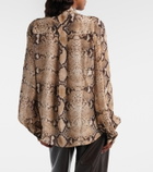 7 For All Mankind Snake-print tie-neck blouse