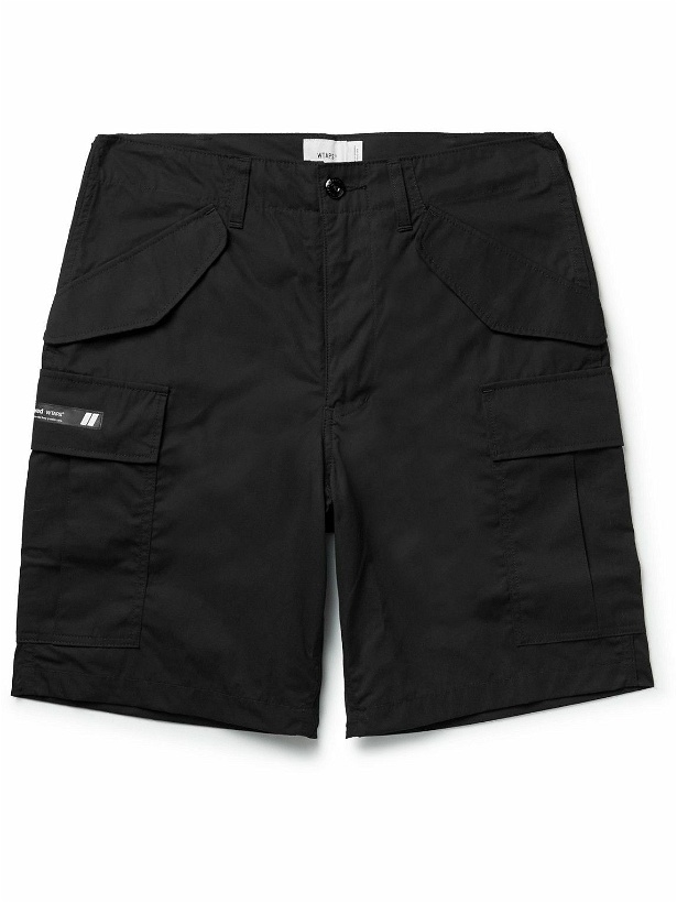 Photo: WTAPS - Straight-Leg Logo-Appliquéd Cotton-Blend Cargo Shorts - Black