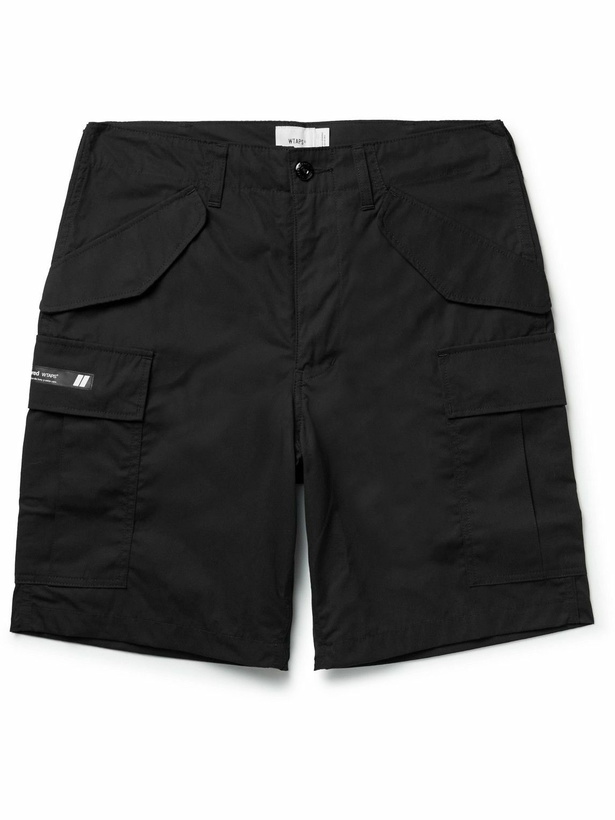 Photo: WTAPS - Straight-Leg Logo-Appliquéd Cotton-Blend Cargo Shorts - Black