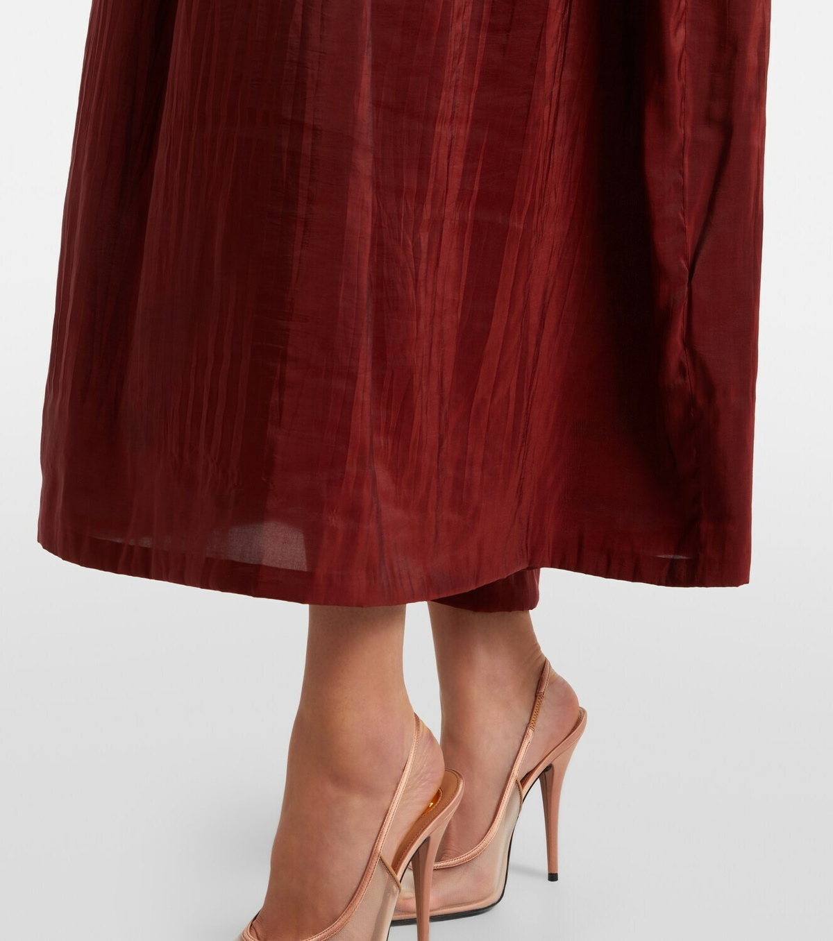 Saint Laurent Gathered taffeta midi dress