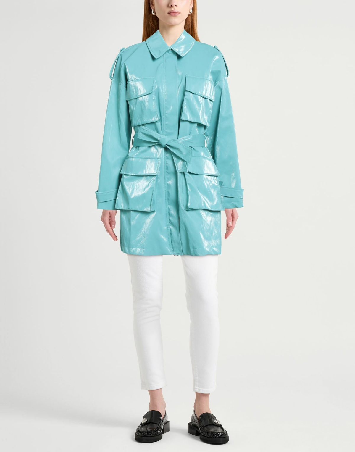 Jijil Womens Overcoat & Trench Coat Turquoise