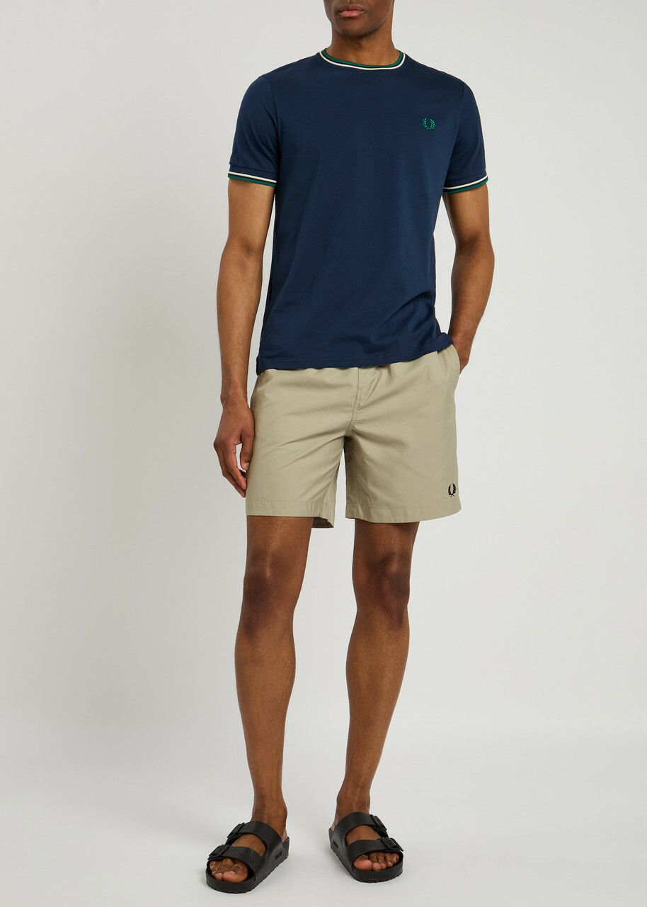 Fred Perry Logo-embroidered Shell Swim Shorts Grey