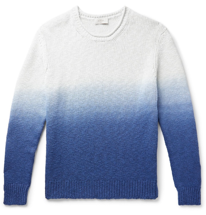 Photo: Altea - Dégradé Cotton and Linen-Blend Sweater - Blue