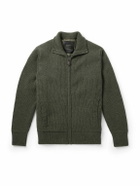 Purdey - Orkney Ribbed-Knit Wool Zip-Up Cardigan - Green