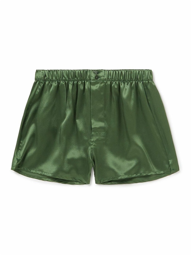Photo: Rubinacci - Silk-Satin Boxer Shorts - Green