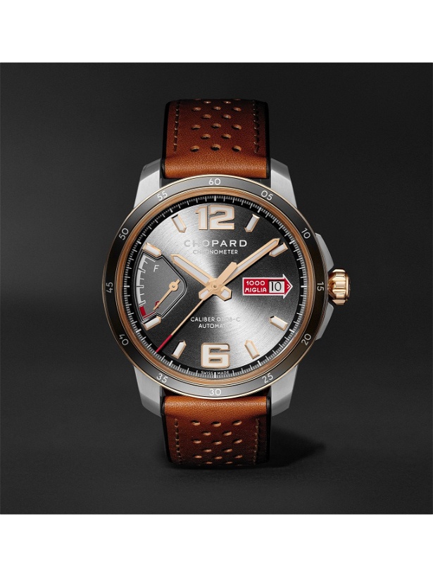 Photo: CHOPARD - Mille Miglia GTS Power Control Limited Edition Automatic 43mm, 18-Karat Rose Gold, Stainless Steel and Leather Watch, Ref. No. 168566-6001 - Gray