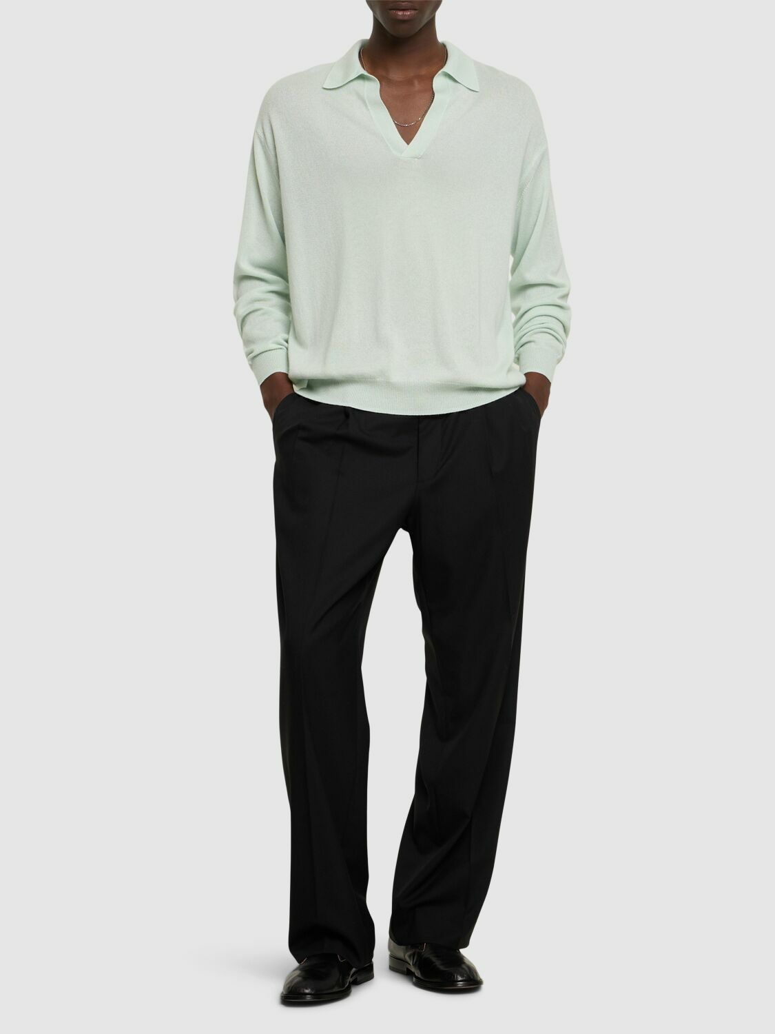 AURALEE Fine Cashmere & Silk Knit Skipper Polo Auralee