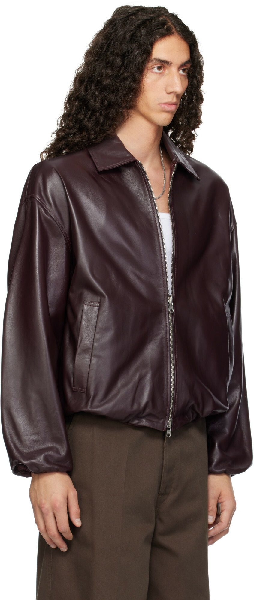 Arma Burgundy Backett Reversible Leather Jacket