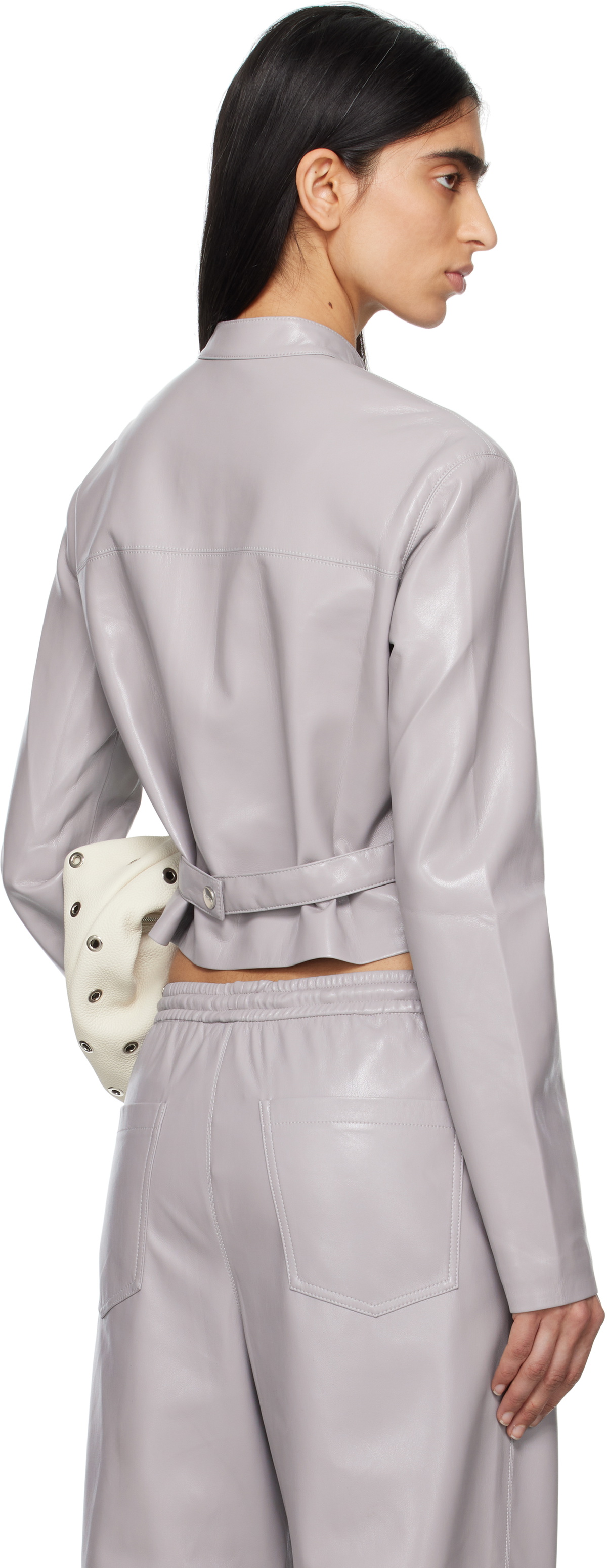 Nanushka Gray Aletta Faux-Leather Jacket