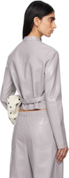 Nanushka Gray Aletta Faux-Leather Jacket