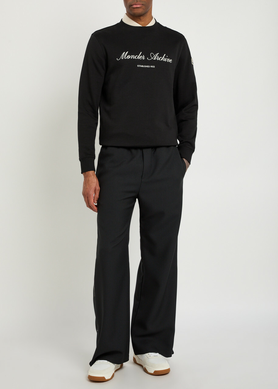Moncler Logo-embroidered Cotton-blend Sweatshirt Black