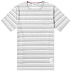 Thom Browne Men's Striped Pocket T-Shirt in Pastel Grey