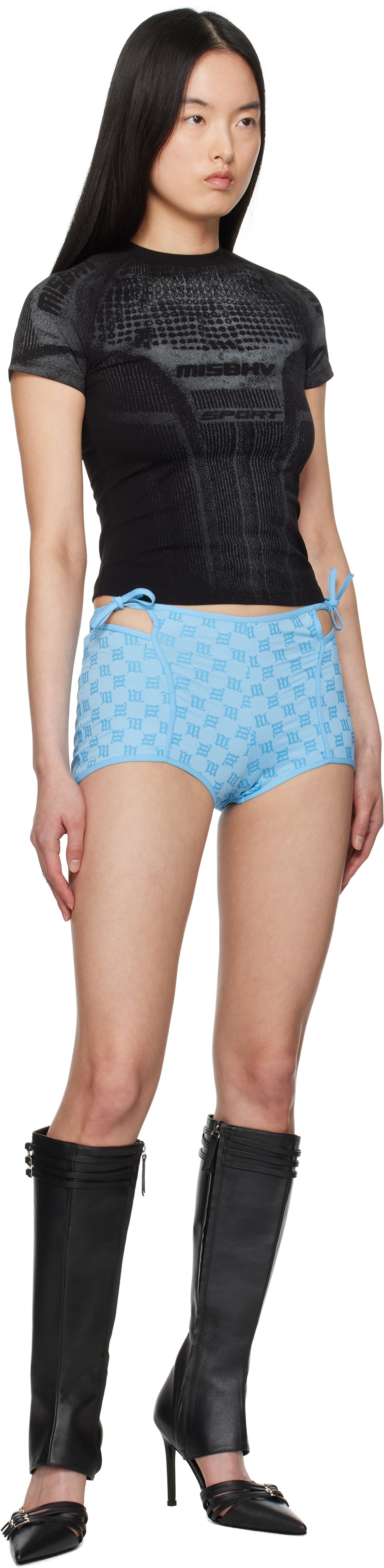 MISBHV Blue Monogram Coquette Shorts