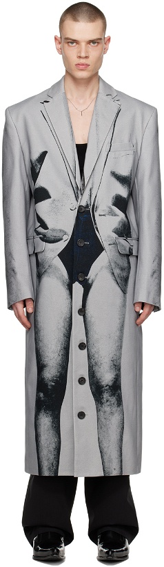 Photo: Y/Project Gray Jean Paul Gaultier Edition Trompe L'Oeil Janty Coat
