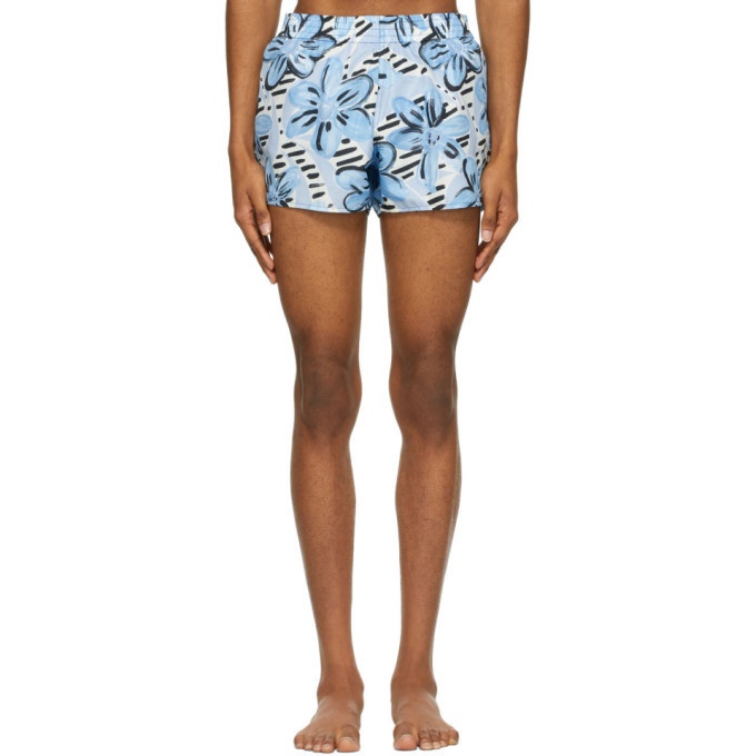 Photo: Marni Blue Brushed Daisy Print Swim Shorts