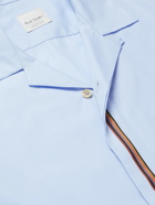 PAUL SMITH - Camp-Collar Stripe-Trimmed Cotton-Poplin Shirt - Blue - XS