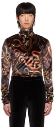 LU'U DAN Black Snake Print Turtleneck