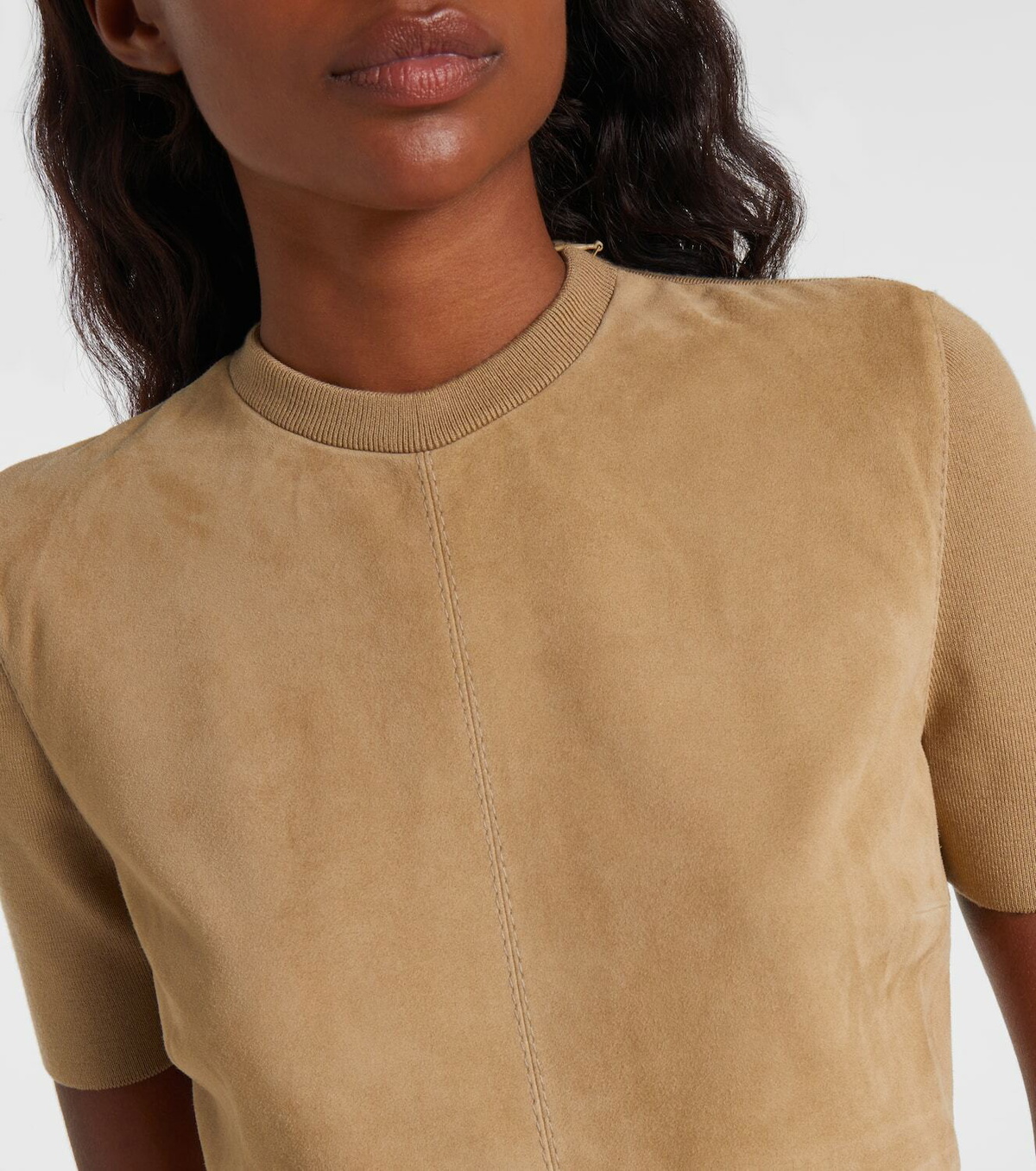 Ralph Lauren Collection Lindsay suede and wool-blend midi dress