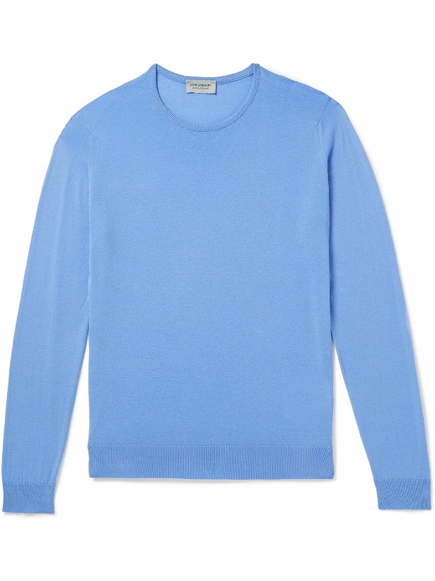 Photo: John Smedley - Hatfield Slim-Fit Sea Island Cotton Sweater - Blue
