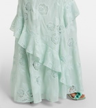 Self-Portrait Embroidered ruffled georgette maxi dress