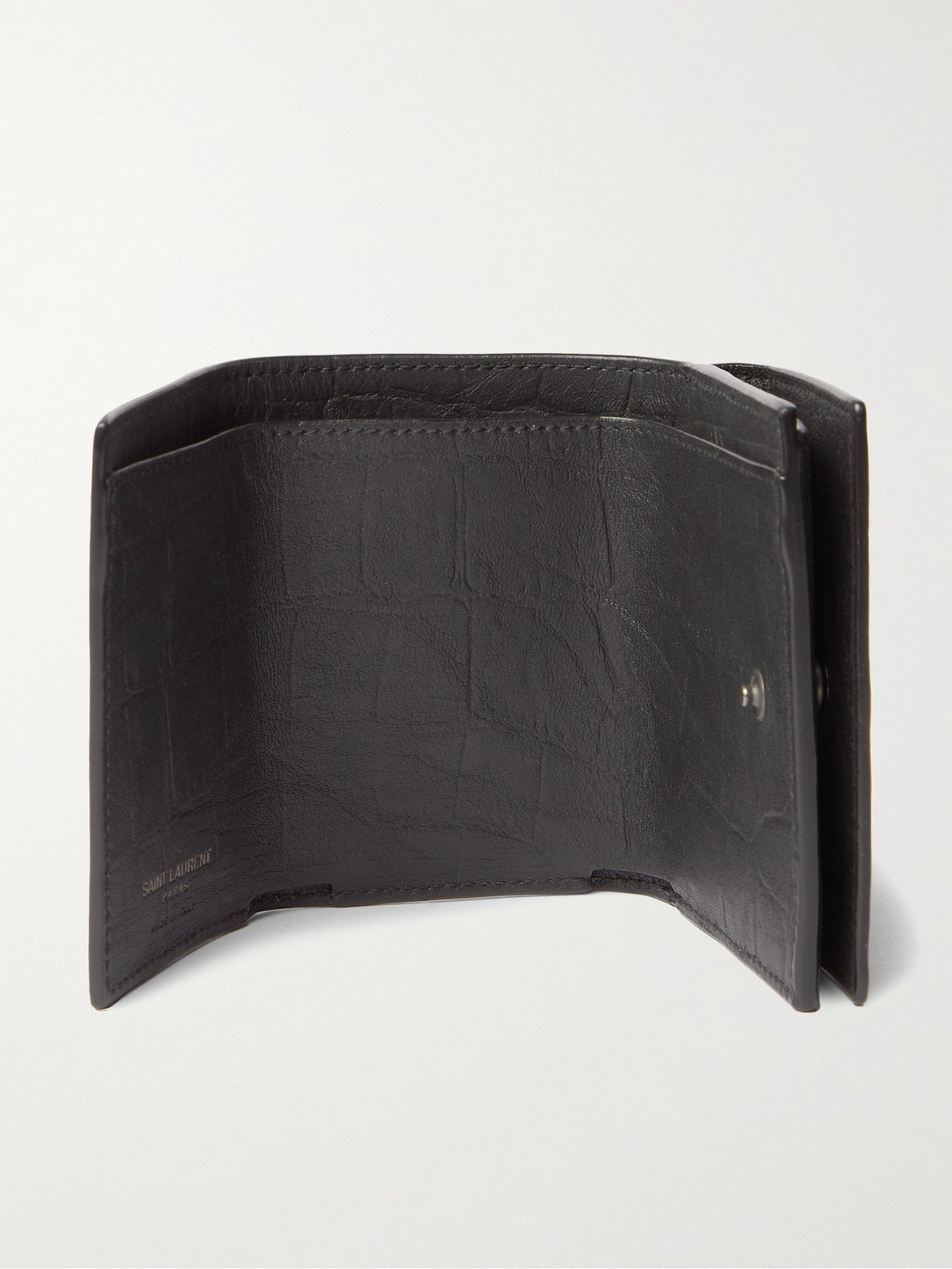 SAINT LAURENT Logo-Appliquéd Croc-Effect Leather Wallet