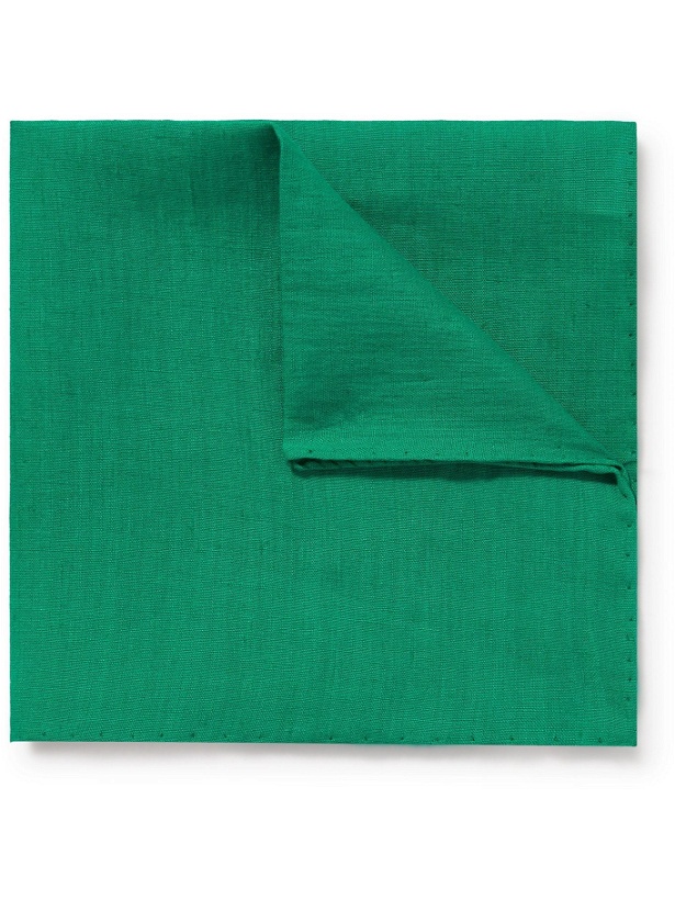 Photo: ANDERSON & SHEPPARD - Linen Pocket Square - Green