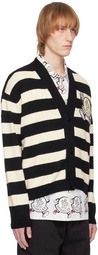 Moncler Black & White Striped Cardigan