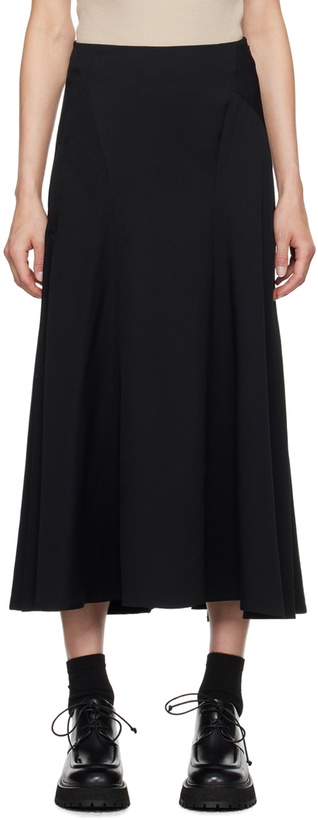 Photo: Y's Black Paneled Maxi Skirt