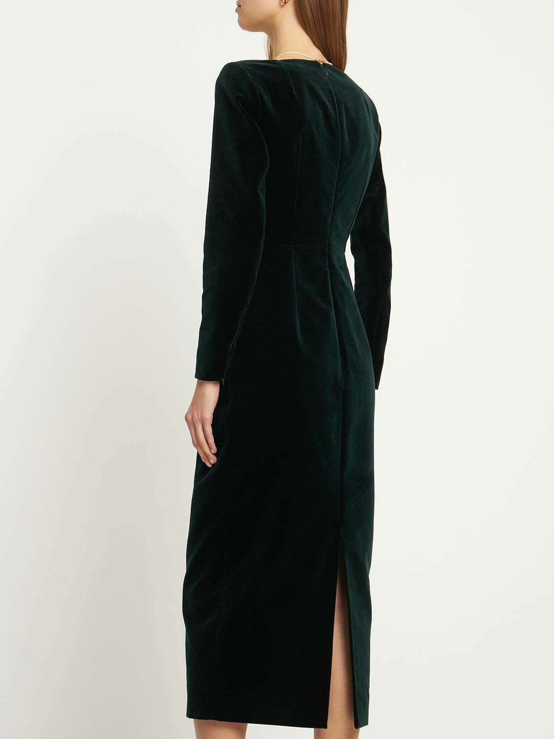 green velvet long sleeve midi dress Green Cotton Midi Dress – Mint Velvet main image 0