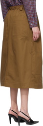 Meryll Rogge Brown Workwear Drawstring Denim Midi Skirt