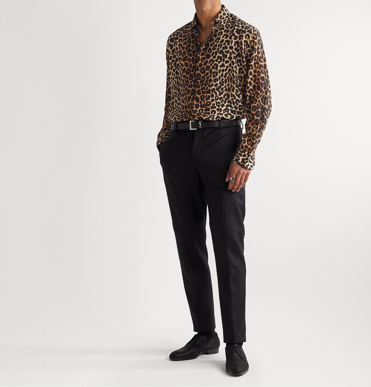 SAINT LAURENT - Leopard-Print Silk-Crepe Shirt - Neutrals Saint