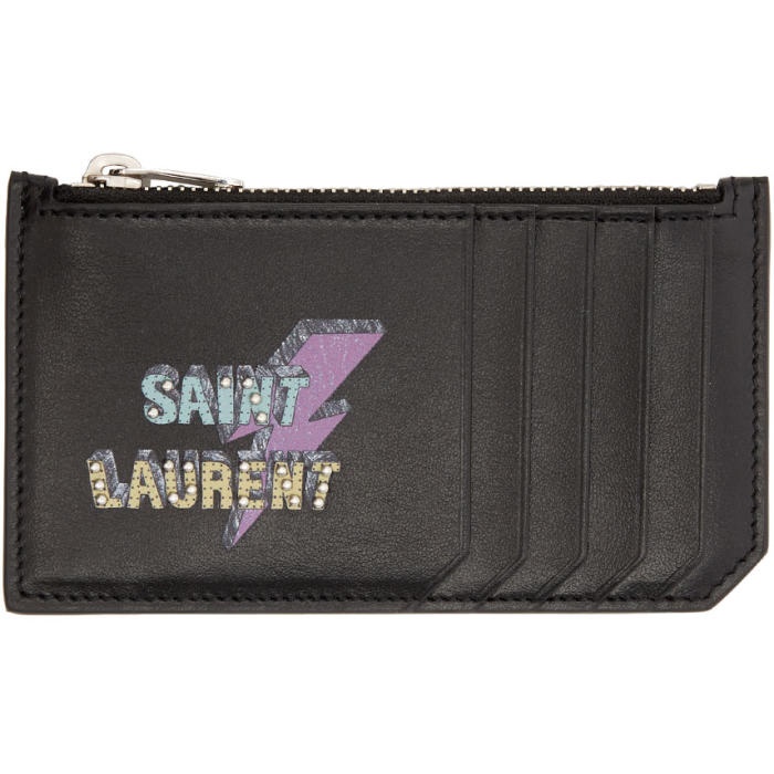 Photo: Saint Laurent Black 5 Fragments Ã‰clair Card Holder