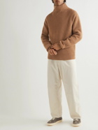 Mr P. - Stand-Collar Ribbed Virgin Wool Sweater - Brown