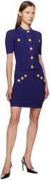 Balmain Blue Vichy Knit Miniskirt
