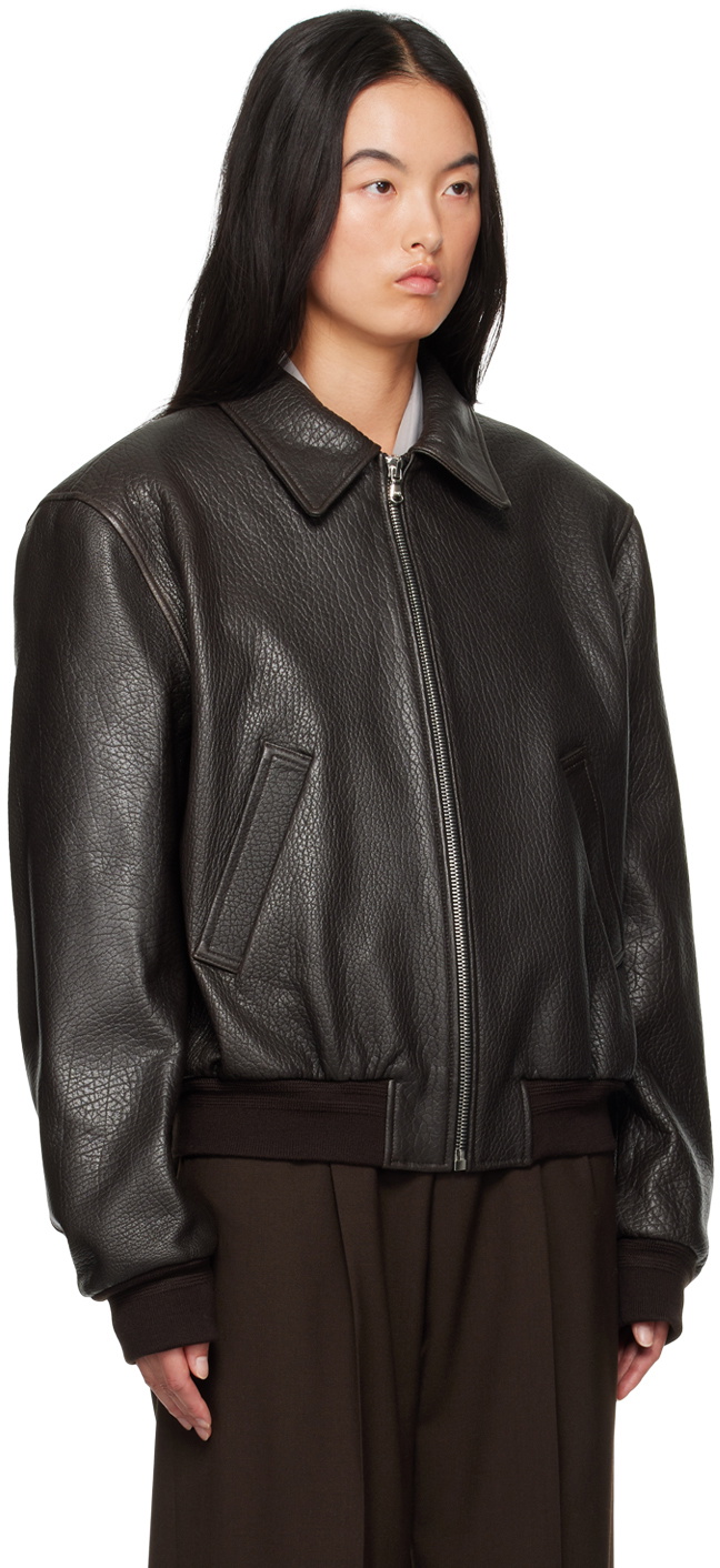 Recto Brown Ben Shrunken Leather Jacket Recto