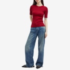 Courrèges Women's Short Sleeves Light Rib Sweater in Grenat