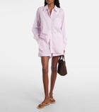 Hunza G Embroidered striped oversized cotton poplin shirt