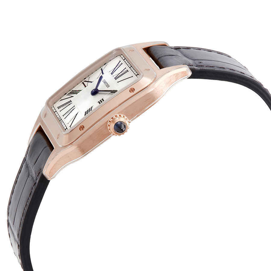 Cartier Santos-Dumont 18kt Rose Gold Silver Dial Mens Large Watch WGSA0021