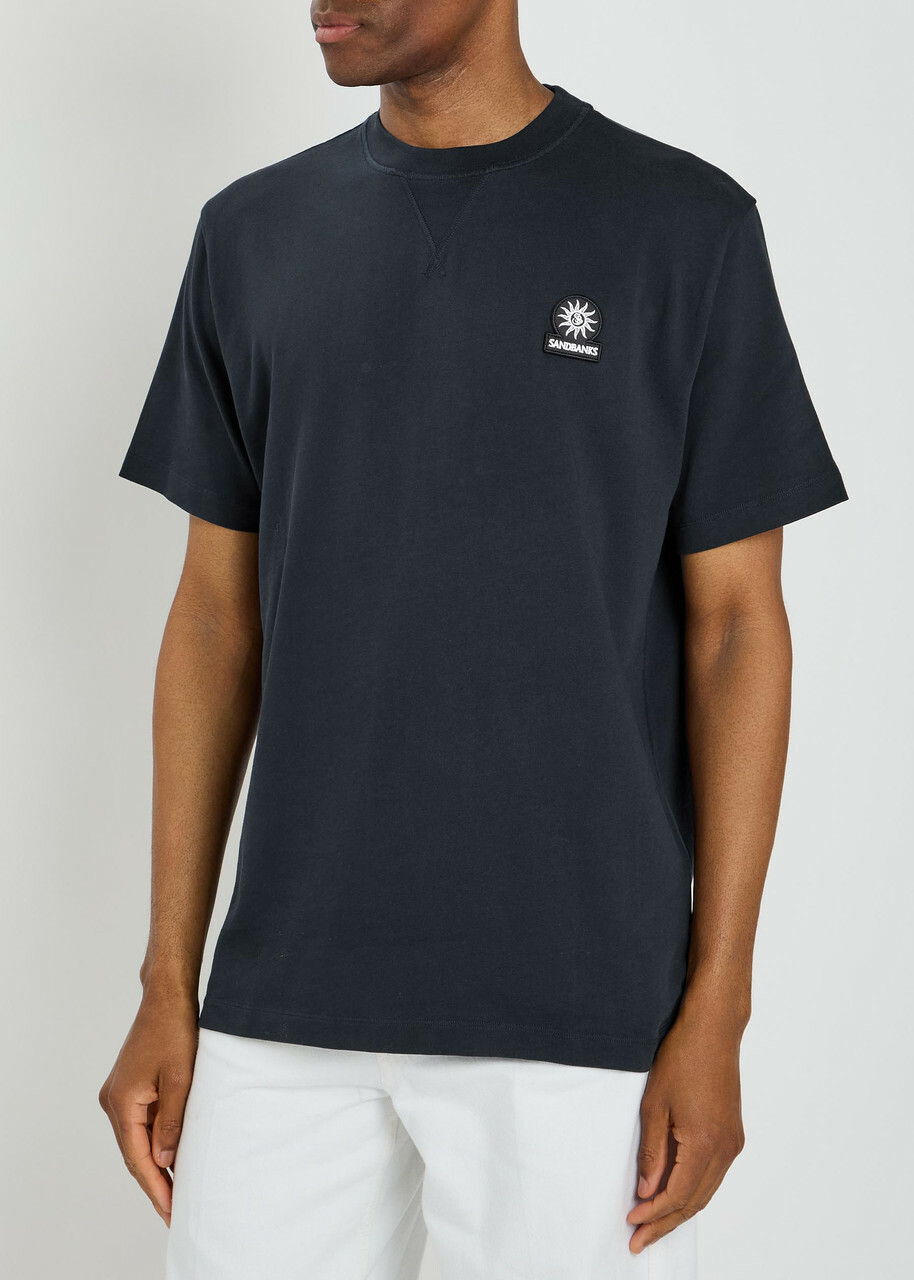 Sandbanks Badge Appliquéd Cotton T-shirt Navy