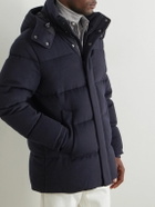 Ralph Lauren Purple label - Quilted Brushed Wool-Blend Hooded Down Jacket - Blue
