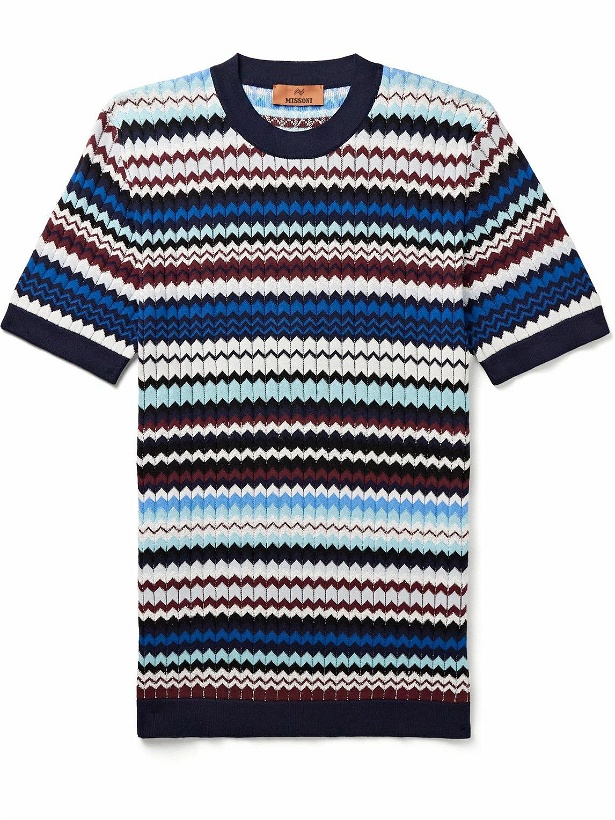 Photo: Missoni - Striped Cotton T-Shirt - Blue