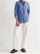 GIORGIO ARMANI - Grandad-Collar Cotton-Seersucker Shirt - Blue