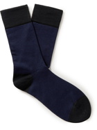 John Smedley - Hera Striped Sea Island Cotton-Blend Socks - Blue