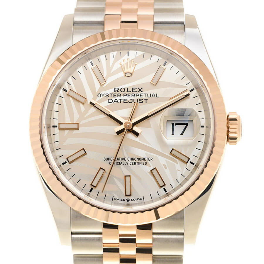 Rolex Datejust 36 Automatic Silver Palm Motif Dial Watch 126231SSPLMJ