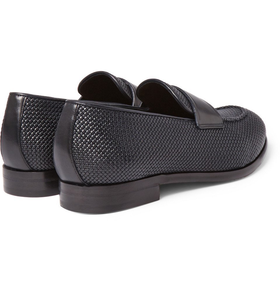Ermenegildo Zegna - Pelle Tessuta Leather Loafers - Men - Midnight blue
