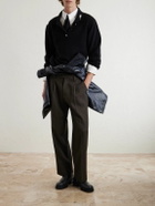 Enfants Riches Déprimés - Straight-Leg Pleated Pinstriped Virgin Wool Trousers - Brown