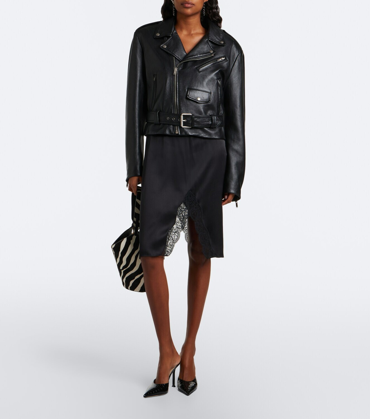 Christen Helix croc-effect patent leather mules