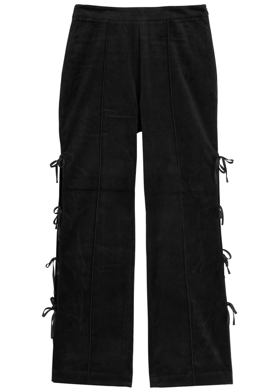 Kitri Rosamund Cut-out Velvet Trousers Black