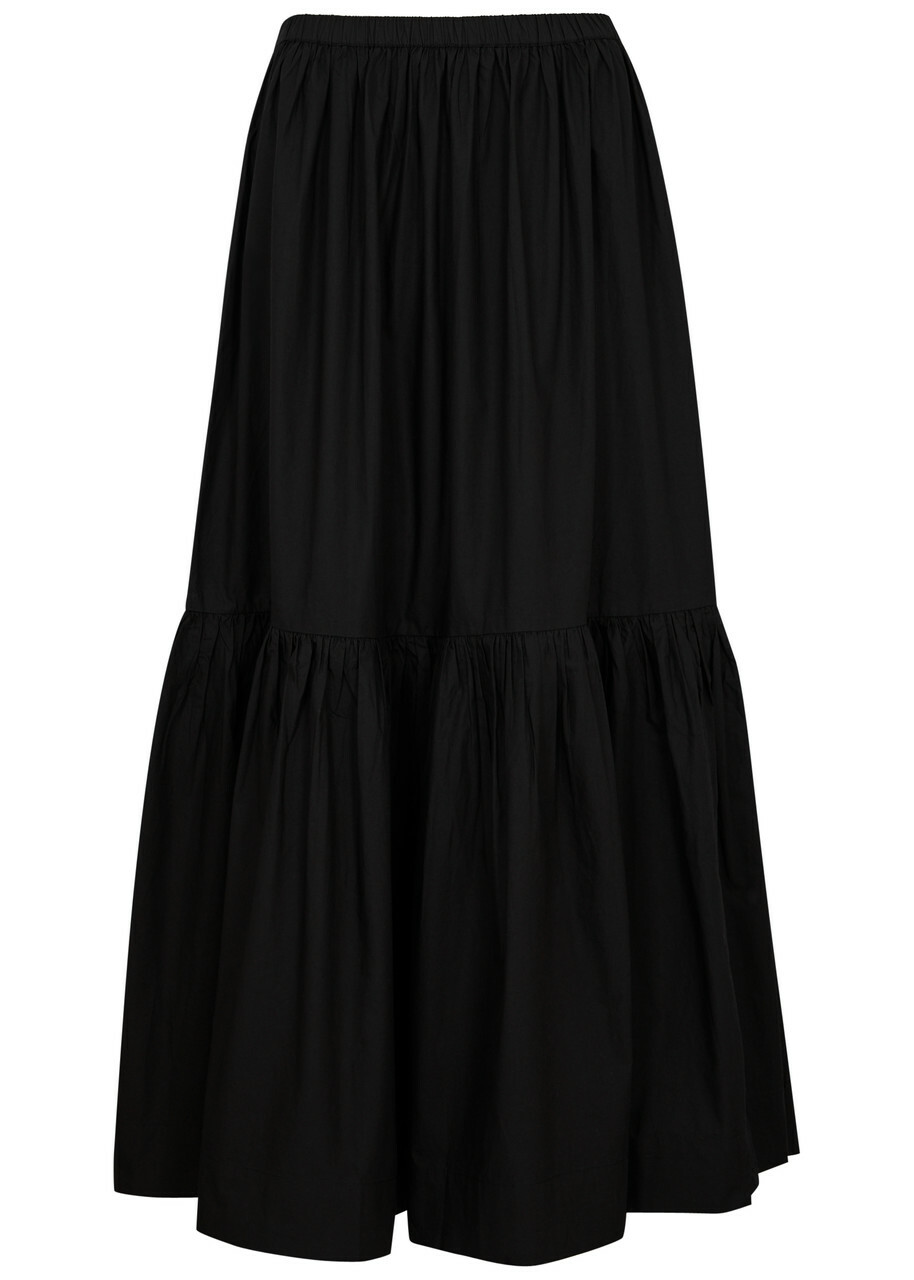スカート GANNI BLACK MAXI SKIRT Ganni Cotton-poplin Maxi Skirt Black GANNI