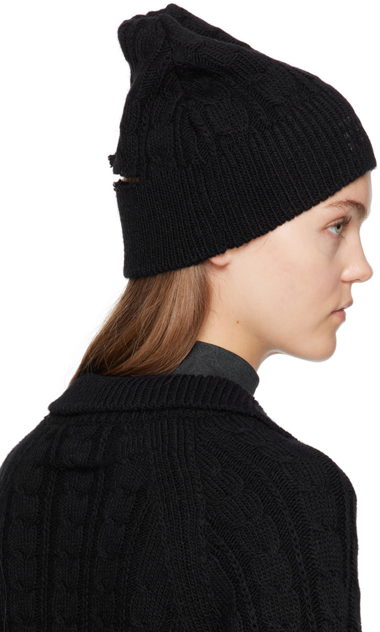 MM6 Maison Margiela Black Cutout Beanie